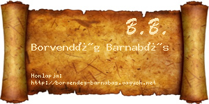 Borvendég Barnabás névjegykártya